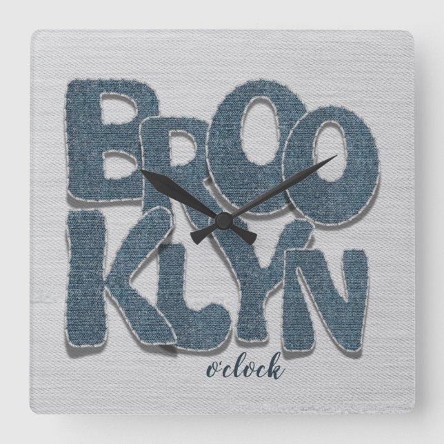 Brooklyn Denim Letter Wall Clock (Front)