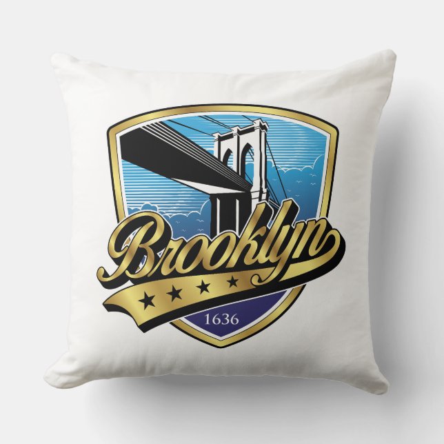 Brooklyn Elegant Gold Swoosh Logo Design Cushion (Front)