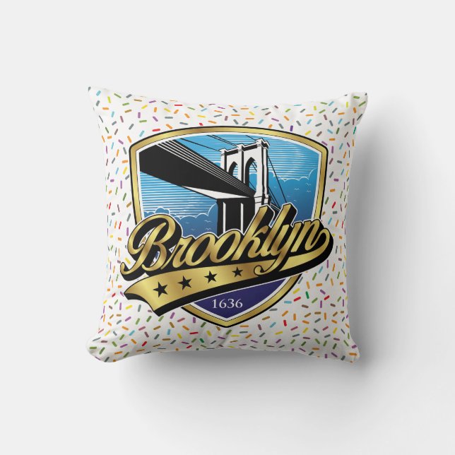 Brooklyn Elegant Gold Swoosh Logo Design Cushion (Front)