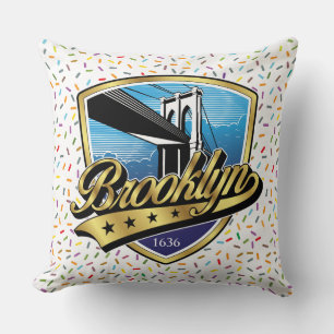 Brooklyn Elegant Gold Swoosh Logo Design Cushion