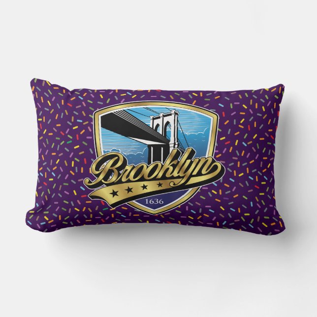 Brooklyn Elegant Gold Swoosh Logo Design Lumbar Cushion (Front)