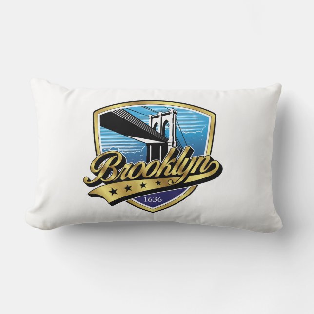 Brooklyn Elegant Gold Swoosh Logo Design Lumbar Cushion (Front)