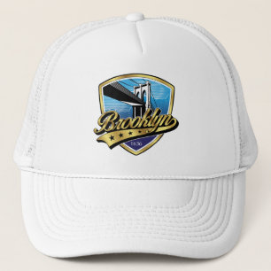 Brooklyn Elegant Gold Swoosh Logo Design Trucker Hat