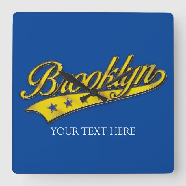 Brooklyn Gold Swoosh Design Template Clock (Front)