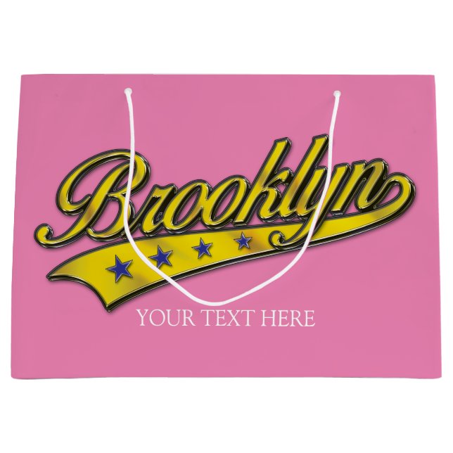 Brooklyn Gold Swoosh Design Template Large Gift Bag (Front)