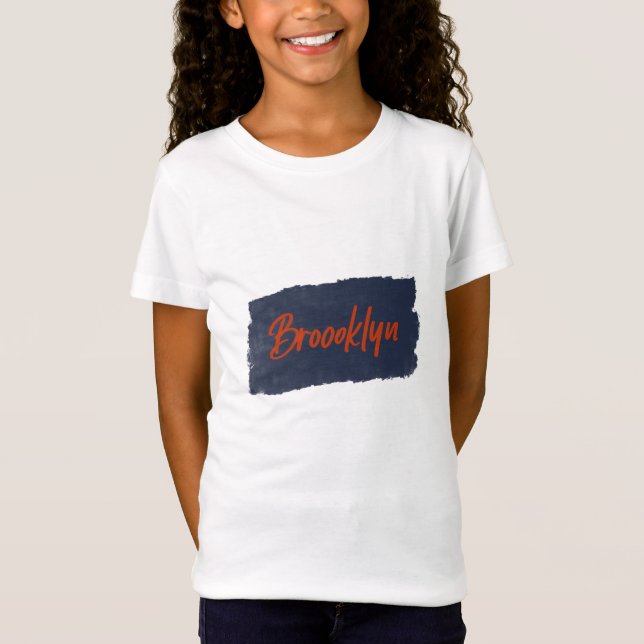 Brooklyn Handwritten Red Typography  T-Shirt (Front)