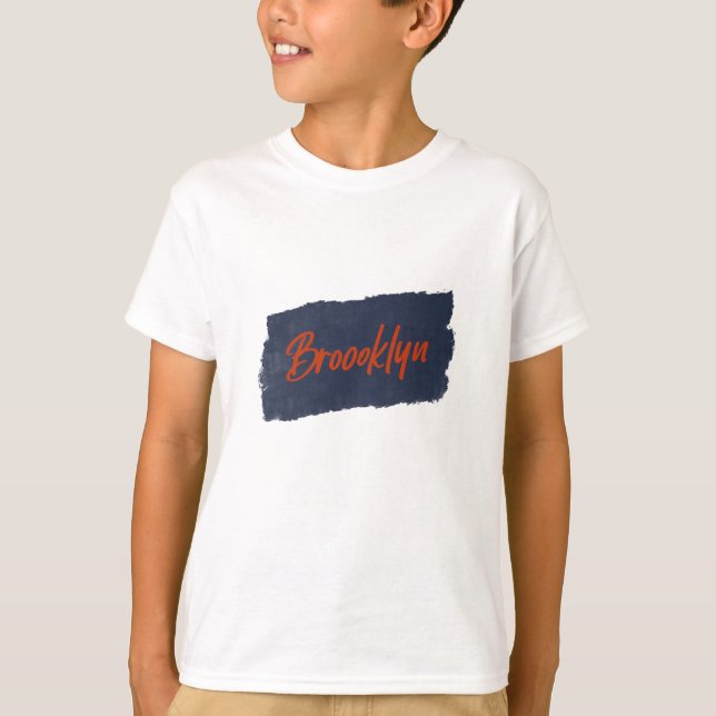 Brooklyn Handwritten Red Typography  T-Shirt (Front)