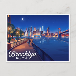 Brooklyn Heights Promenade at Night New York Postcard