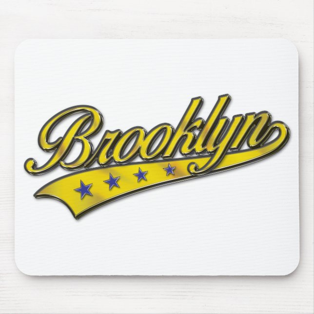 Brooklyn Logo Gold Embossed Mouse Mat (Front)
