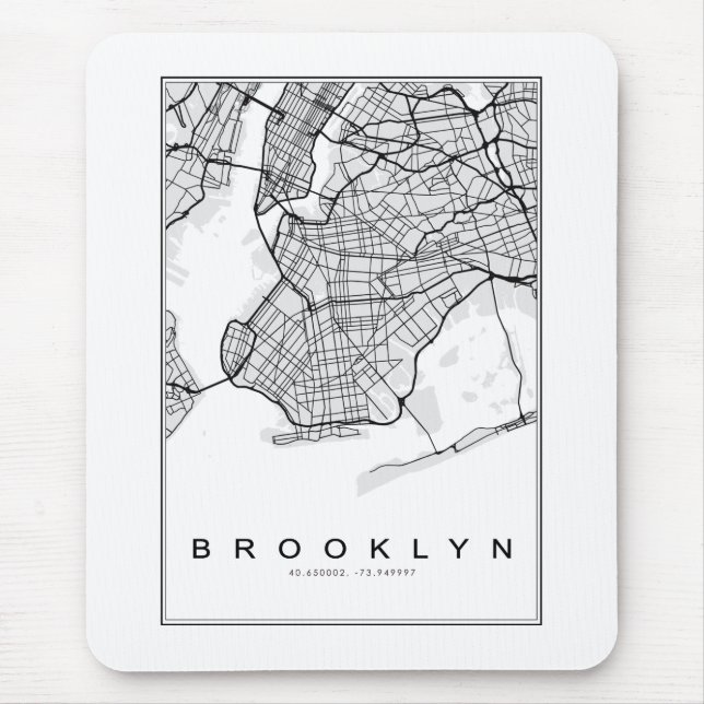 Brooklyn Map Illustration Mouse Mat (Front)