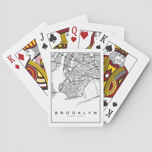Brooklyn Map Illustration Playing Cards (Back)