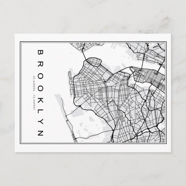 Brooklyn Map Illustration Postcard (Front)