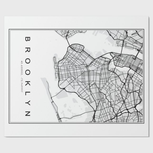 Brooklyn Map Illustration Wrapping Paper (Flat)