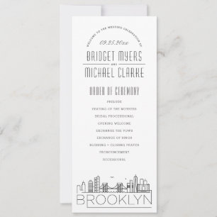 Brooklyn   Modern Deco Wedding Program Invitation