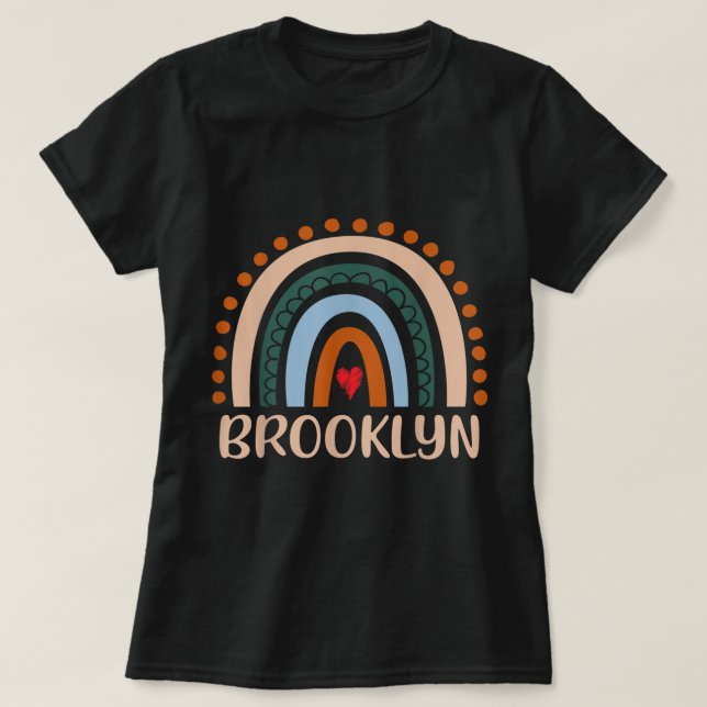 Brooklyn Name Personalised Funny Women Rainbow Bro T-Shirt (Design Front)