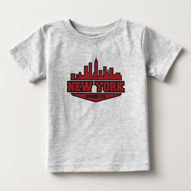 Brooklyn New York | Block Style Script Baby T-Shirt (Front)