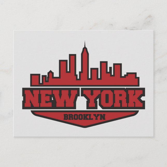 Brooklyn New York | Block Style Script Postcard (Front)