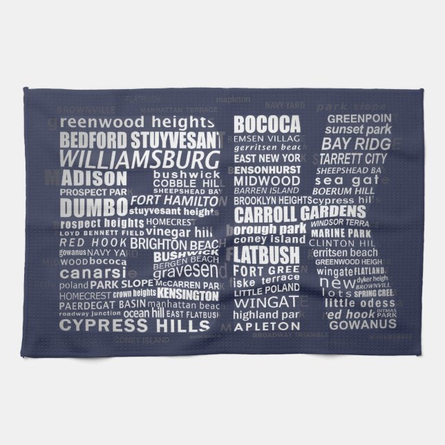 Brooklyn New York City BK Word Art Tea Towel (Horizontal)