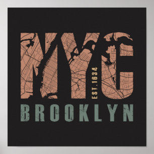 Brooklyn, New York   City Map Poster