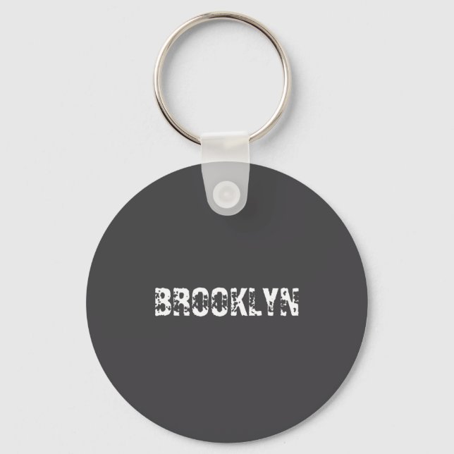 Brooklyn New York City Nyc White Text Nostalgic  Key Ring (Front)