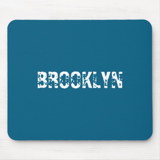 Brooklyn New York City Nyc White Text Nostalgic  Mouse Mat (Front)