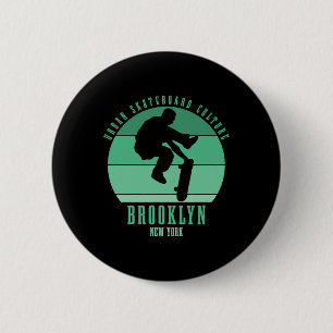 Brooklyn New York City Skateboarder Urn Skateboard 6 Cm Round Badge
