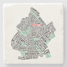 Brooklyn New York City Typography Map