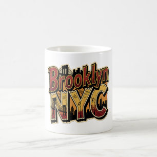 Brooklyn New York City Vintage Bridge Sticker Art Coffee Mug
