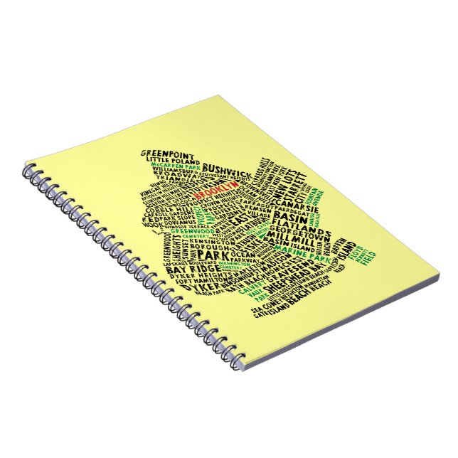 Brooklyn New York City Word Art Map Notebook (Right Side)