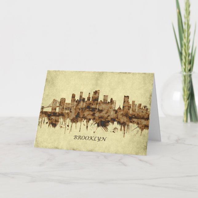 Brooklyn New York Cityscape Holiday Card (Front)