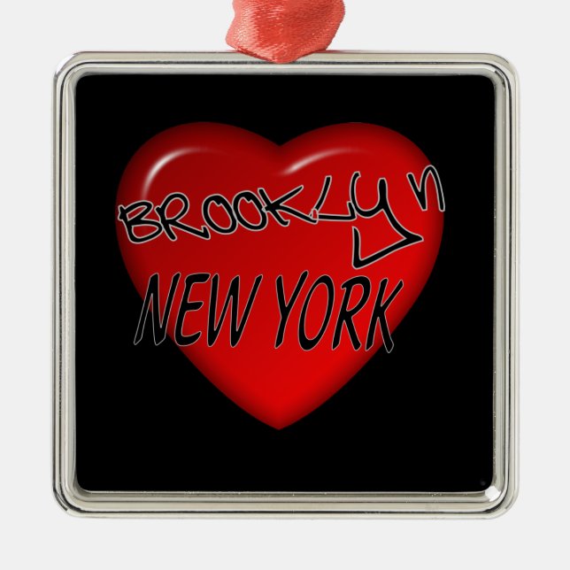 Brooklyn New York Heart Logo Metal Tree Decoration (Front)