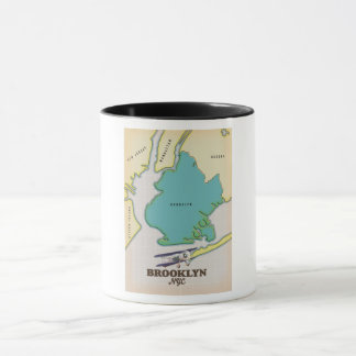 Brooklyn New York Map Giant Coffee Mug