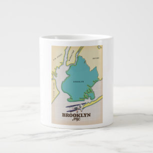 Brooklyn New York Map Large Coffee Mug
