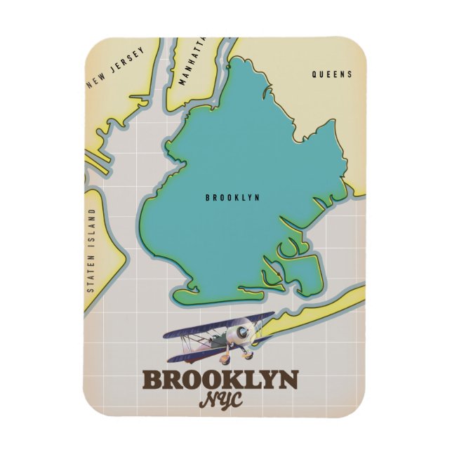 Brooklyn New York Map Magnet (Vertical)