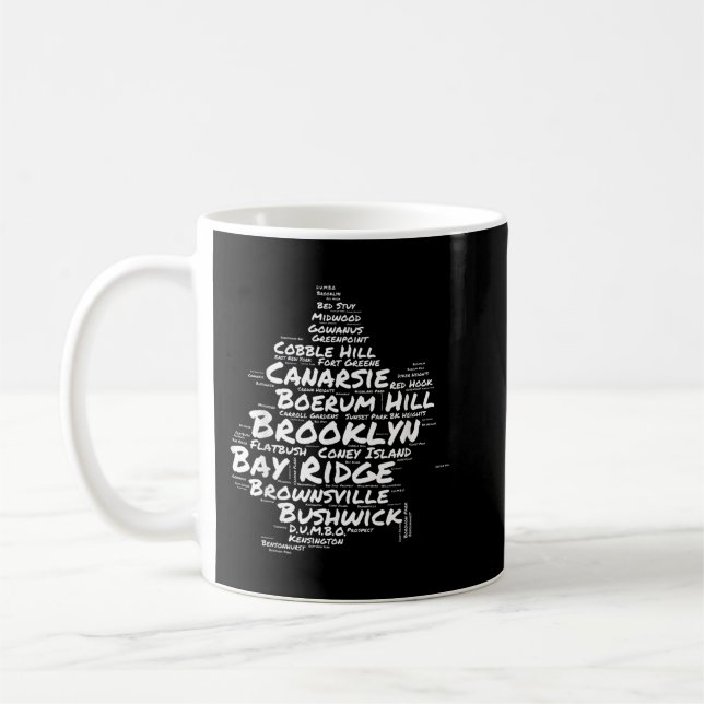 Brooklyn New York Neighbourhoods Word Cloud Brookl Coffee Mug (Left)