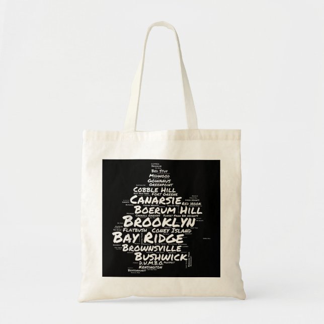 Brooklyn New York Neighbourhoods Word Cloud Brookl Tote Bag (Front)