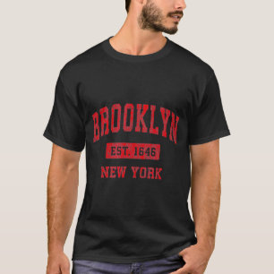 Brooklyn New York Ny Vintage Srts Design Red Des  T-Shirt