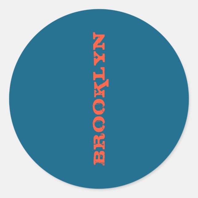 Brooklyn New York Nyc Navy Blue Orange Mens Basic  Classic Round Sticker (Front)