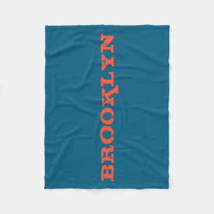 Brooklyn New York Nyc Navy Blue Orange Mens Basic  Fleece Blanket