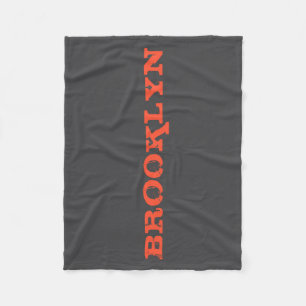 Brooklyn New York Nyc Navy Blue Orange Mens Basic  Fleece Blanket