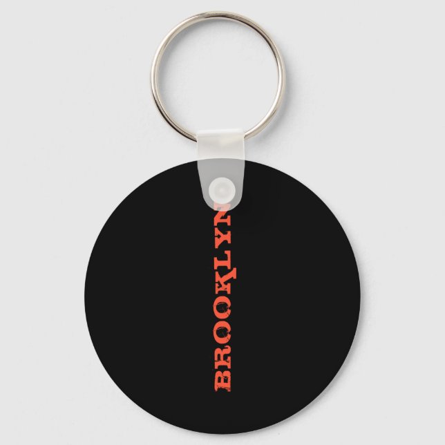 Brooklyn New York Nyc Navy Blue Orange Mens Basic  Key Ring (Front)