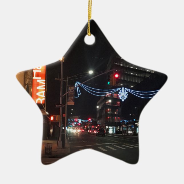 Brooklyn, New York NYC Photography Holiday Lights Ceramic Tree Decoration (Front)
