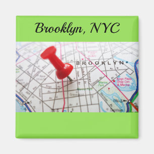 Brooklyn New York Pushpin Map Magnet