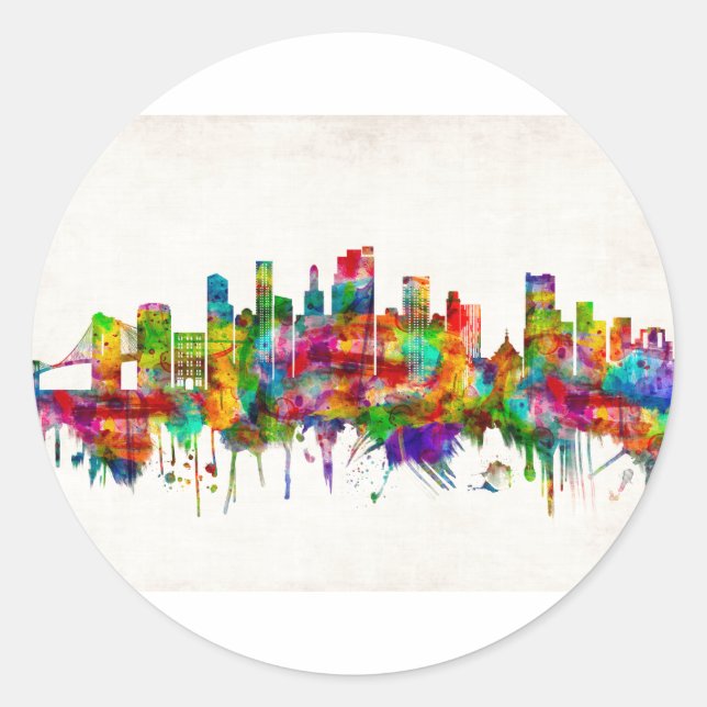 Brooklyn New York Skyline Classic Round Sticker (Front)