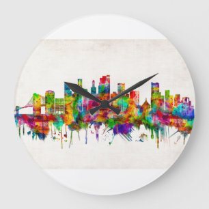 Brooklyn New York Skyline Large Clock