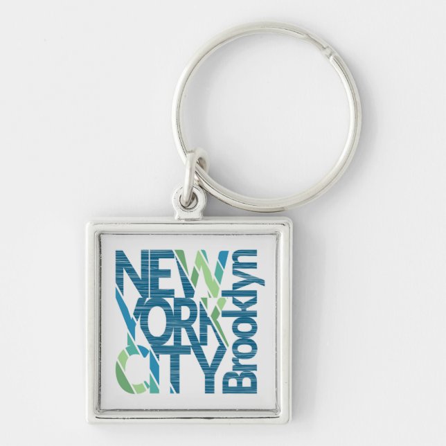 Brooklyn New York Typography Key Ring (Front)