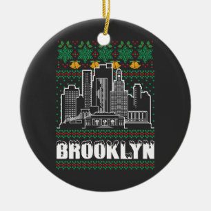 Brooklyn New York Ugly Christmas Ceramic Tree Decoration
