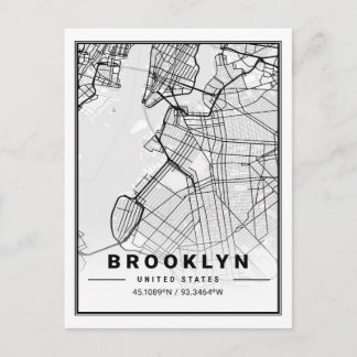 Brooklyn New York US United States Travel City Map Postcard