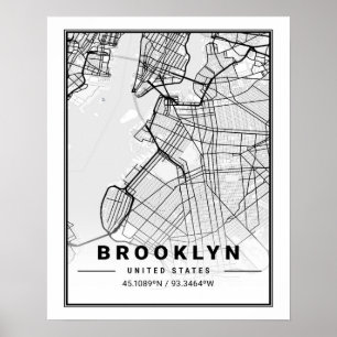 Brooklyn New York US United States Travel City Map Poster