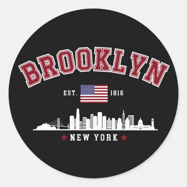 Brooklyn Ney York Est 1816 Classic Round Sticker (Front)